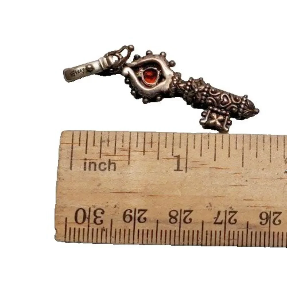 Barbara Bixby 925 Sterling Silver 18K Gold Garnet Key Pendant Charm Enhancer